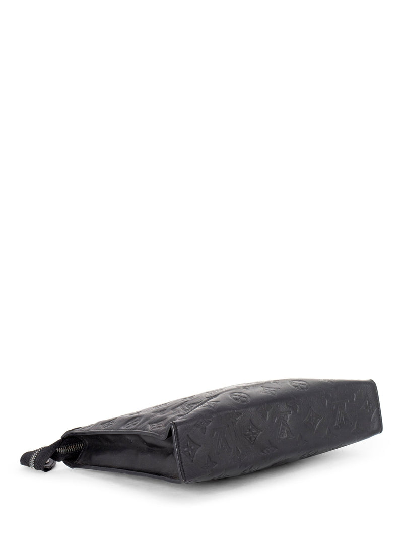 Louis Vuitton Leather Monogram Embossed Clutch Black-designer resale