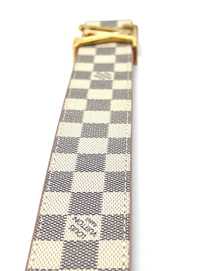 Louis Vuitton Logo Damier Azur Reversible Belt Pink White Blue-designer resale