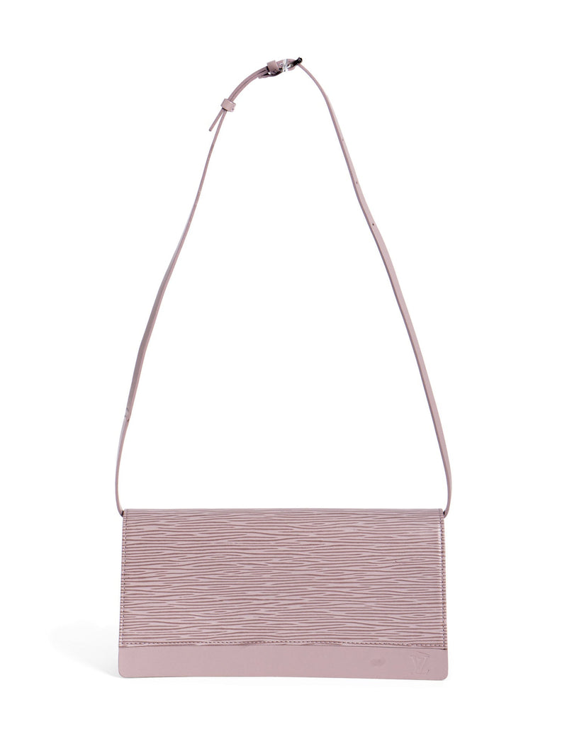 Louis Vuitton Logo Epi Leather Flap Clutch Lavender-designer resale