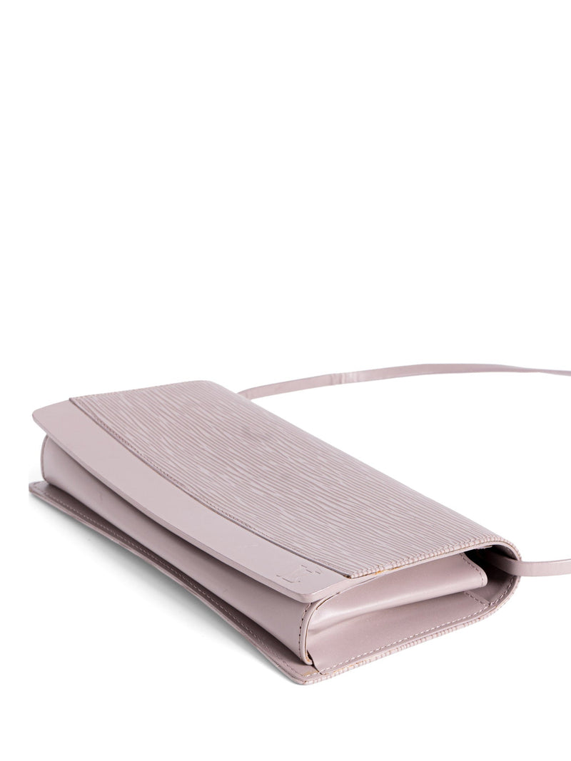 Louis Vuitton Logo Epi Leather Flap Clutch Lavender-designer resale