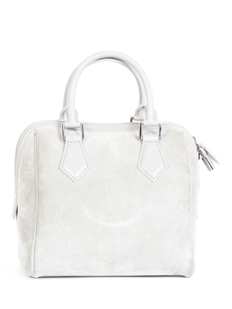 Louis Vuitton Logo Suede Leather Mini Speedy Bag Grey-designer resale