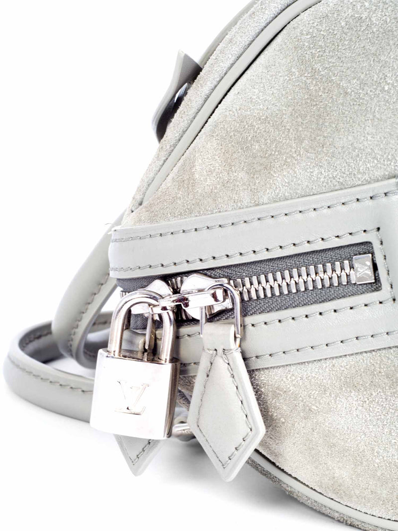 Louis Vuitton Logo Suede Leather Mini Speedy Bag Grey-designer resale