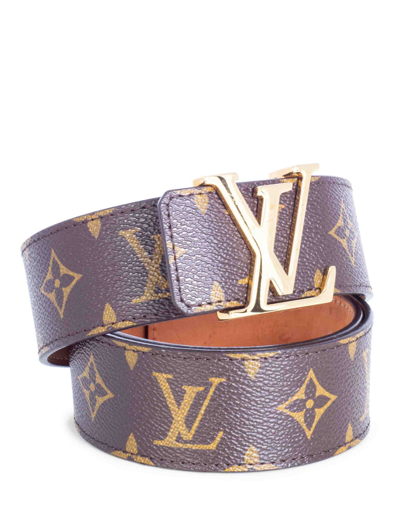 LV Louis Vuitton Monogram Reversible Belt Black Brown Size 100