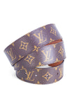 LOUIS VUITTON MP216Q LV SHAPE 40MM ORANGE BUCKLE BROWN MONOGRAM BELT SIZE:  95