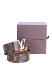 Louis Vuitton Belt San Tulle Monogram 100cm / 40 Gold LV Buckle w/ Box