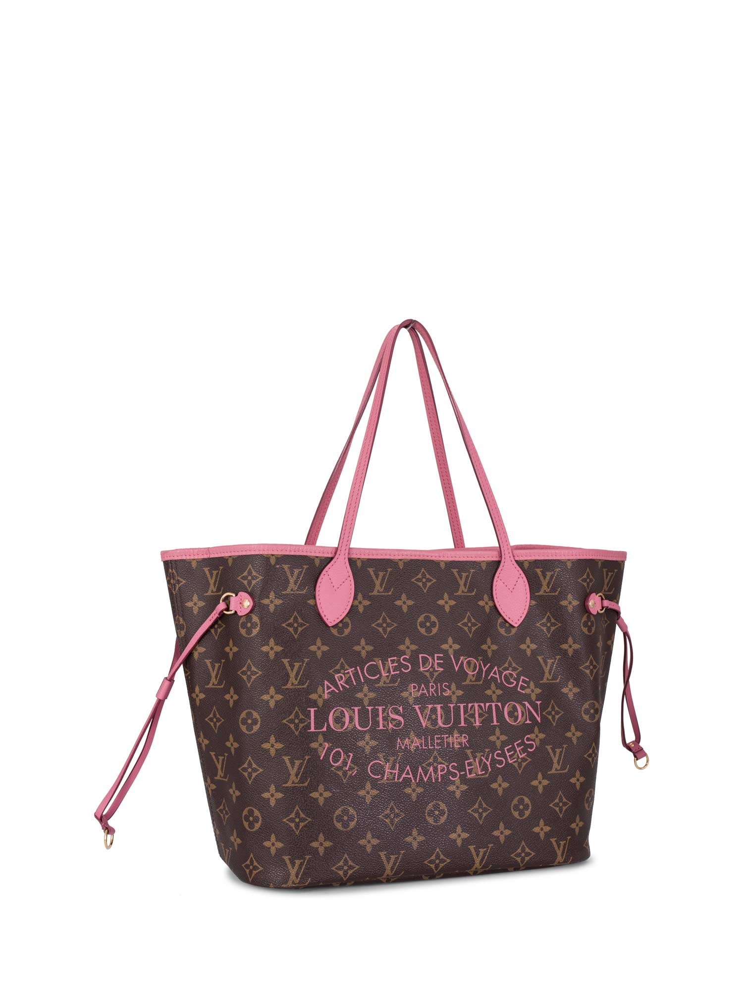 Louis Vuitton Monogram Articles de Voyage Neverfull Bag MM Pink Brown-designer resale