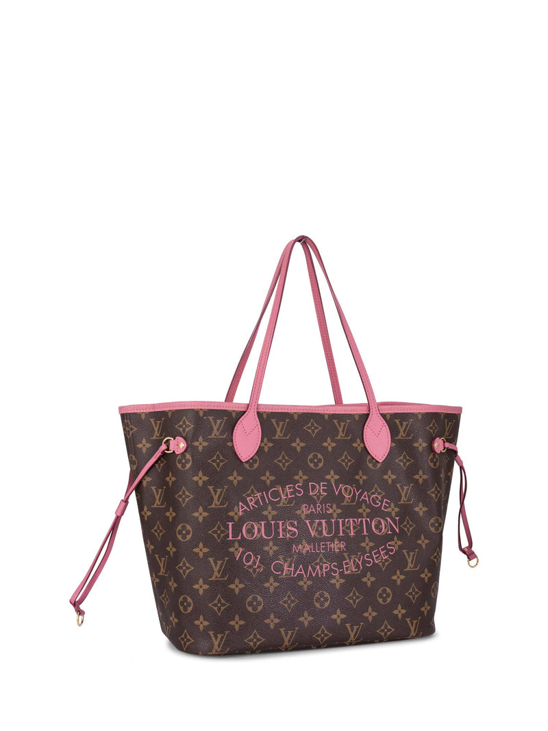 Louis Vuitton Monogram Articles de Voyage Neverfull Bag MM Pink Brown