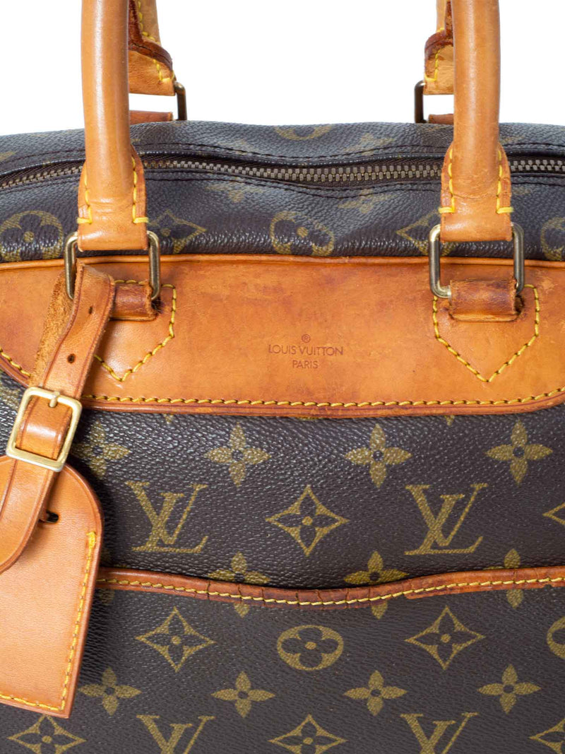 LOUIS VUITTON Deauville Boston Monogram Canvas Satchel Bag Brown