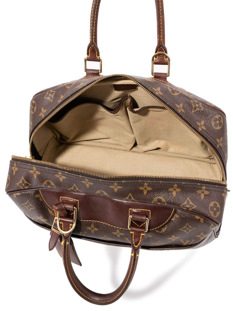 LOUIS VUITTON Deauville Bowling Monogram Canvas Satchel Bag Brown