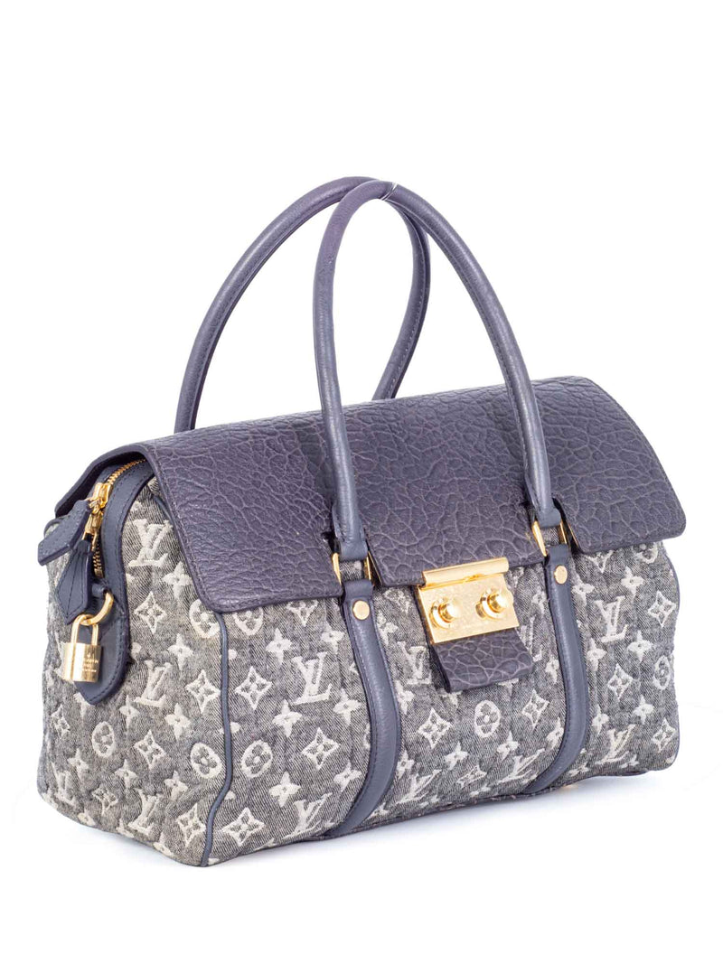 Louis Vuitton Monogram Denim Leather Shopper Bag Blue-designer resale