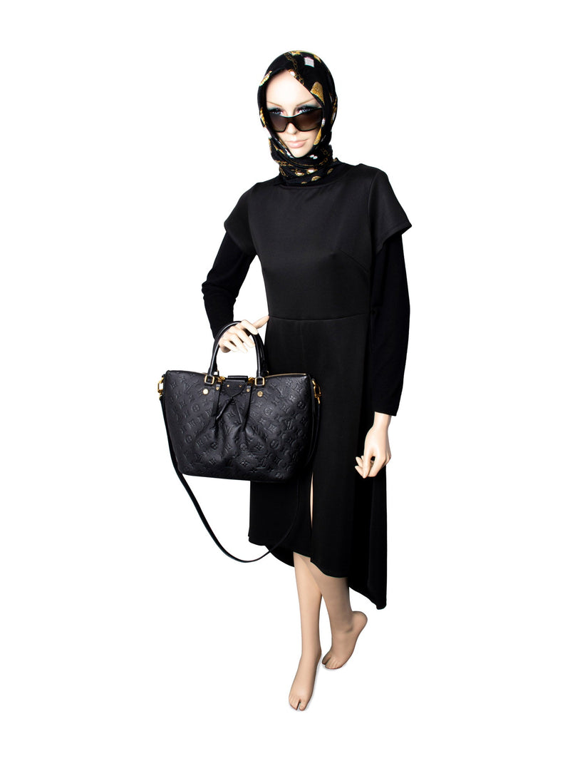 Louis Vuitton Monogram Embossed Leather Shoulder Messenger Bag Black-designer resale