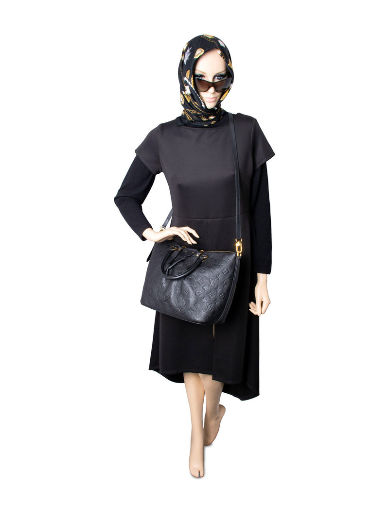 Louis Vuitton Monogram Embossed Leather Shoulder Messenger Bag Black-designer resale