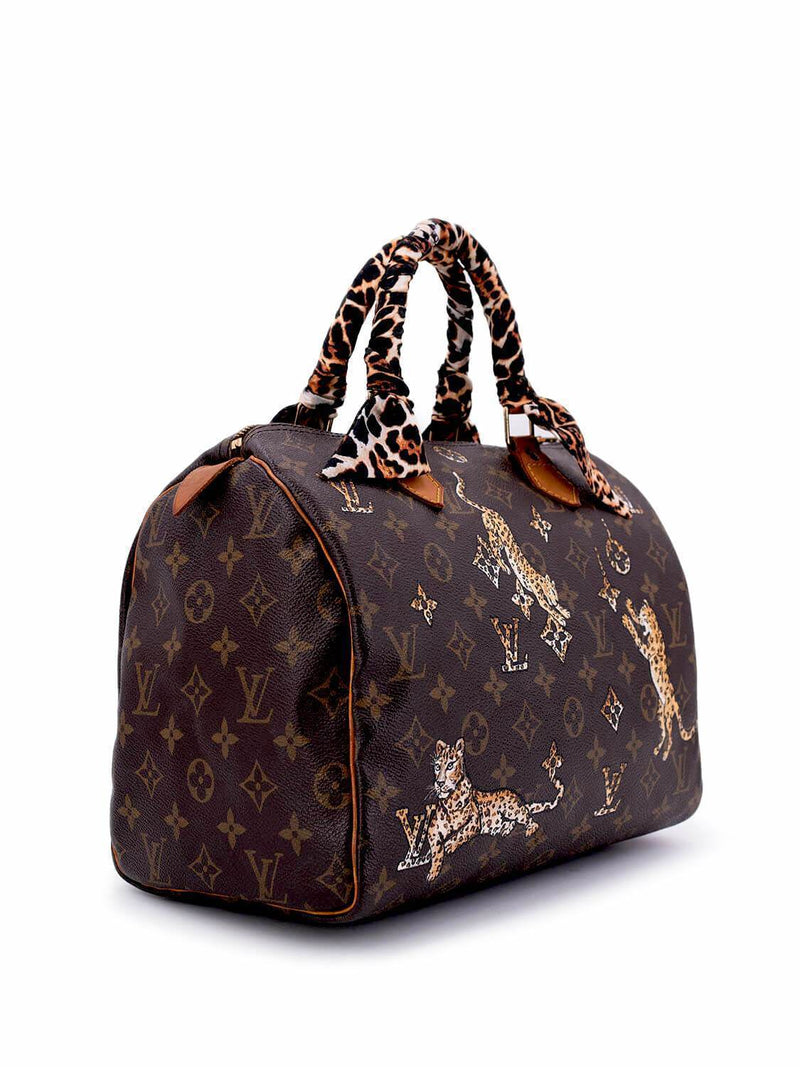 Louis Vuitton Monogram Hand Painted Speedy Bag 30 Brown-designer resale