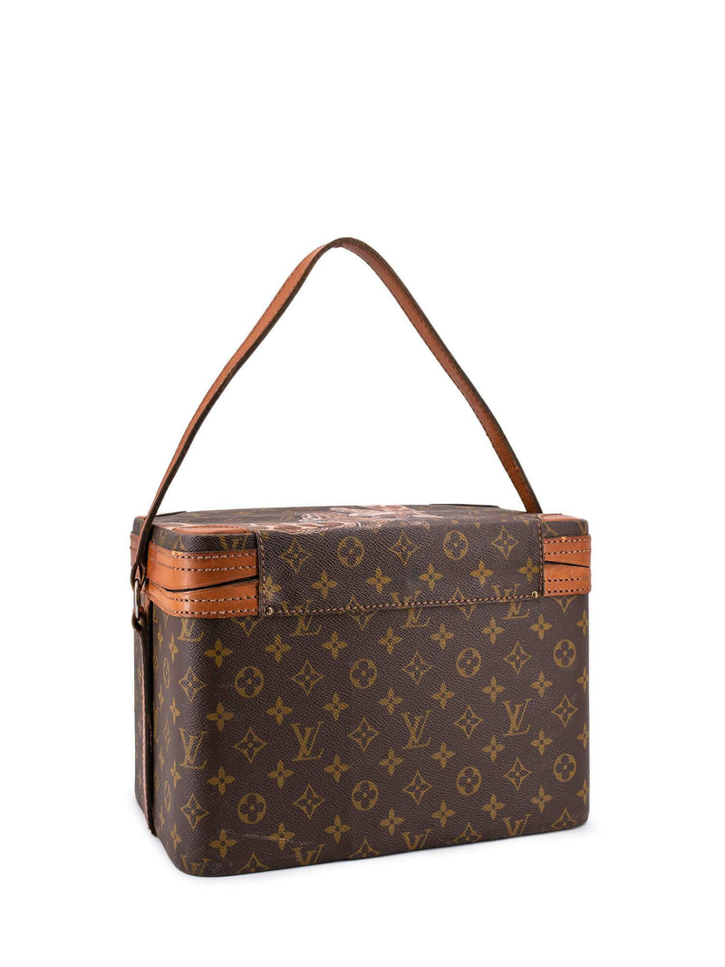 Louis Vuitton Monogram Hand Painted Vanity Trunk Bag Brown