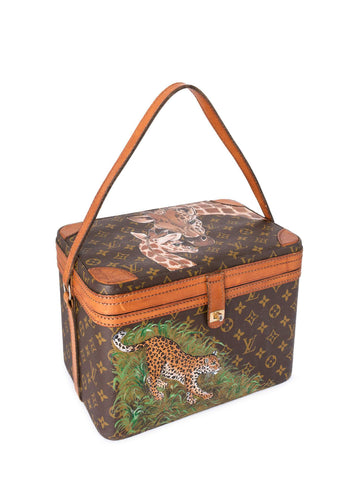 Louis Vuitton Monogram Hand Painted Vanity Trunk Bag Brown-designer resale