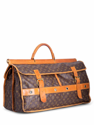 Louis Vuitton Monogram Hunting Travel Bag Brown  -designer resale