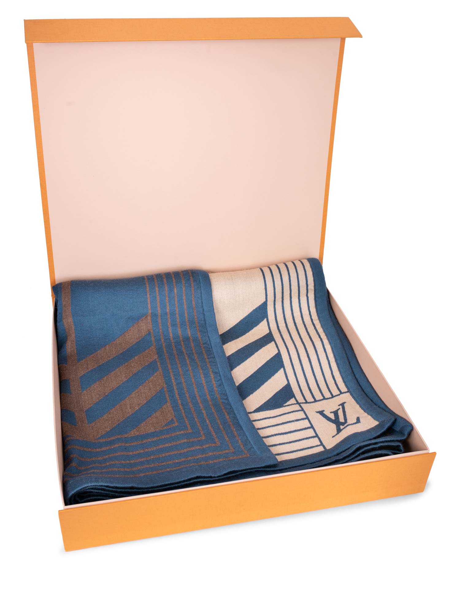 Louis Vuitton Monogram Karakoram Reversible Blanket Blue Brown-designer resale