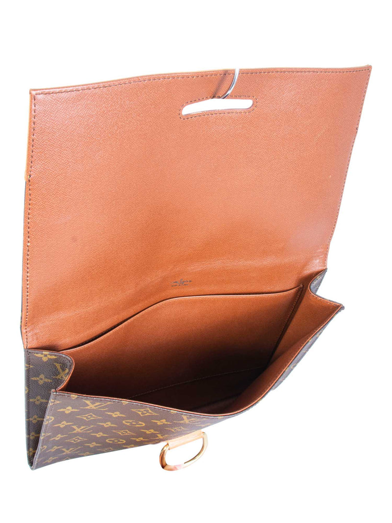Louis Vuitton Monogram Large Flap Clutch Bag Brown-designer resale