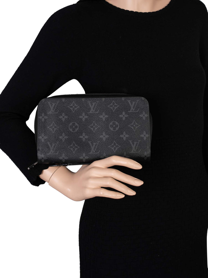 Louis Vuitton Monogram Leather Eclipse Zippy XL Pochette Bag Black-designer resale
