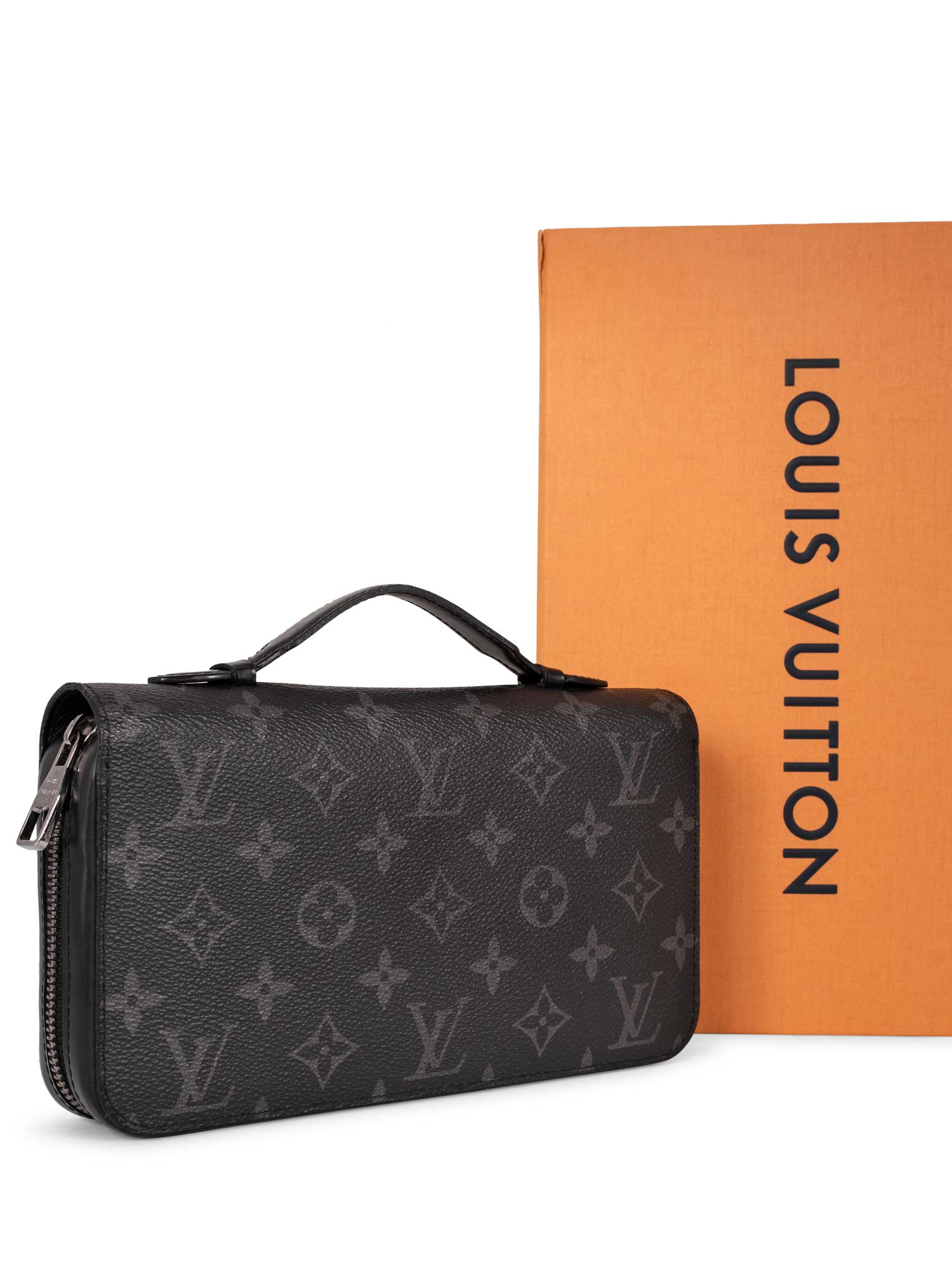 Louis Vuitton Monogram Leather Eclipse Zippy XL Pochette Bag Black-designer resale