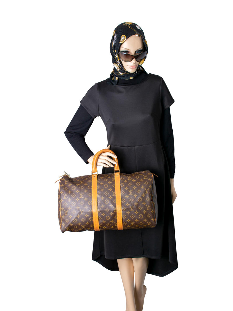 Louis Vuitton Monogram Leather Keepall Bag 45 Brown-designer resale