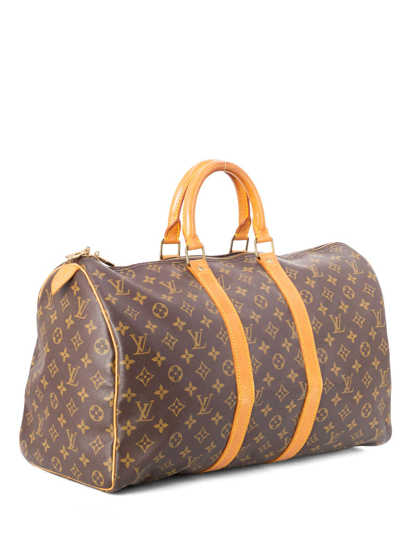 Louis Vuitton Monogram Leather Keepall Bag 45 Brown-designer resale