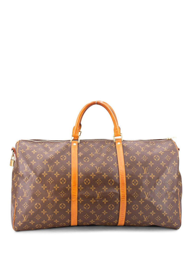 Louis Vuitton Monogram Leather Keepall Bag 55 Brown-designer resale