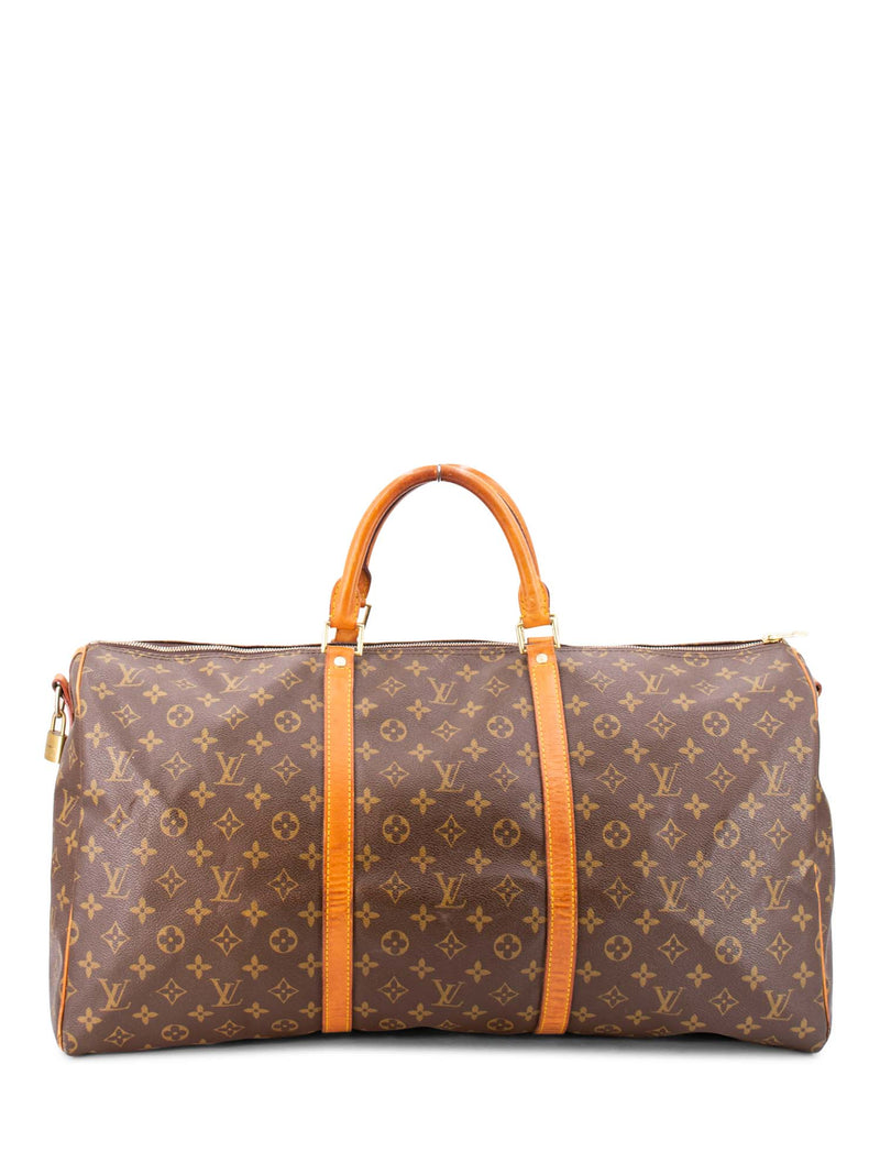 Louis Vuitton Monogram Leather Keepall Bag 55 Brown-designer resale