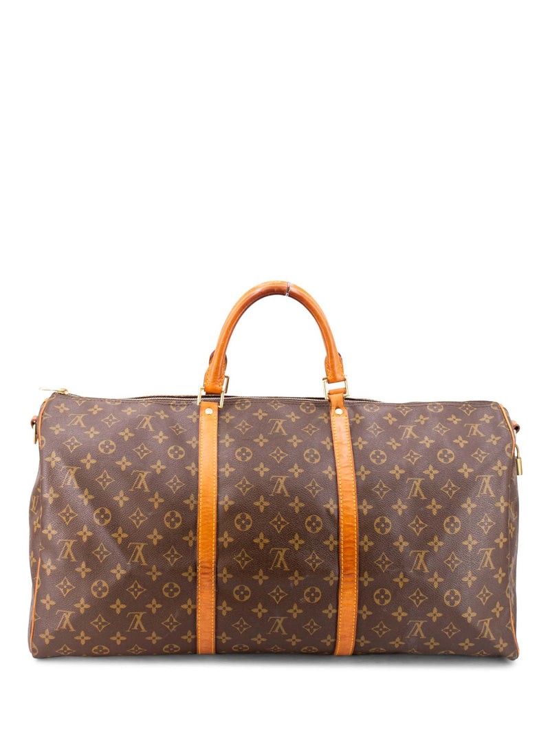 Louis Vuitton Monogram Leather Keepall Bag 55 Brown-designer resale
