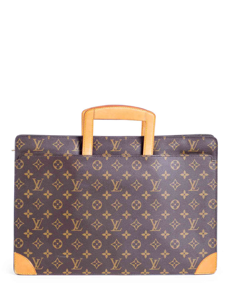 Louis Vuitton Monogram Leather Top Handle Briefcase Brown-designer resale