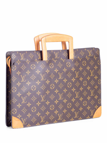 Louis Vuitton Monogram Leather Top Handle Briefcase Brown-designer resale