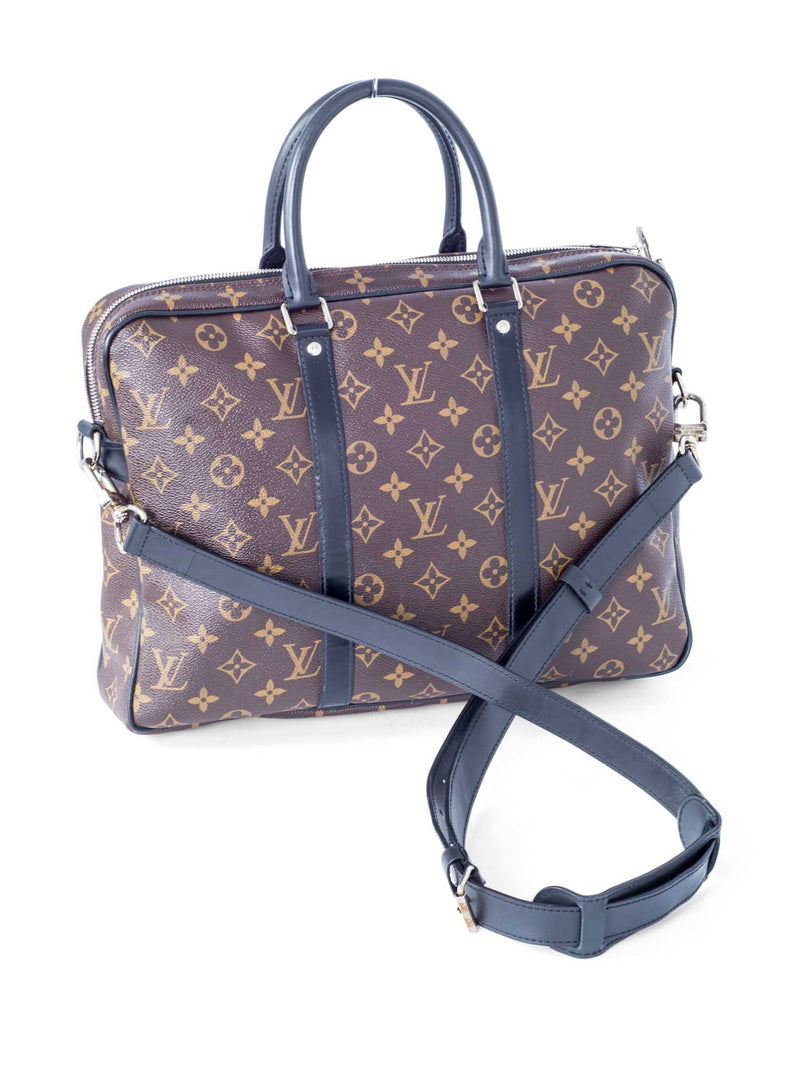 Louis Vuitton Monogram Macassar Briefcase Bag Brown Black-designer resale