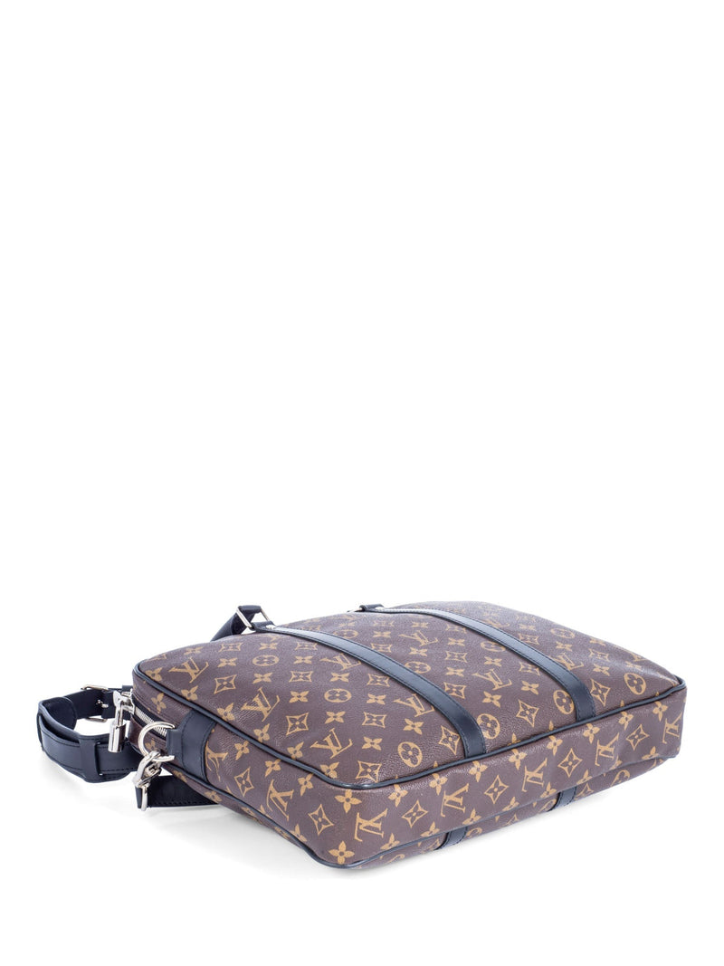 Louis Vuitton Monogram Macassar Briefcase Bag Brown Black-designer resale