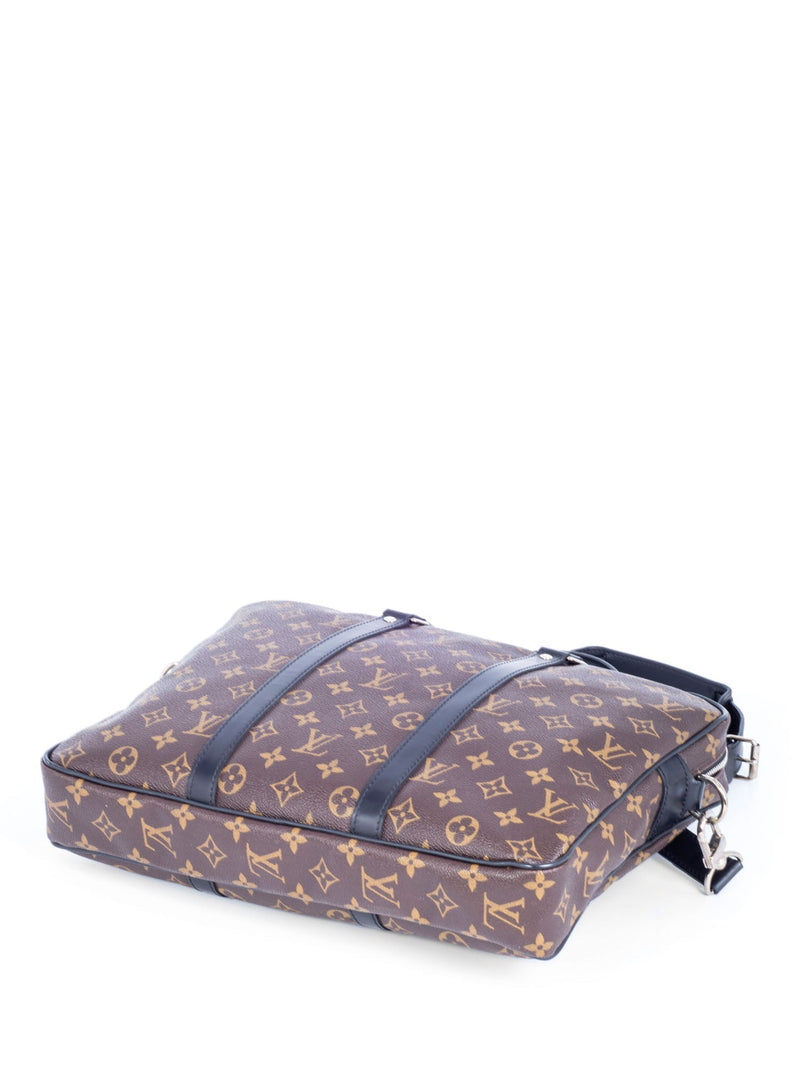 Louis Vuitton Monogram Macassar Briefcase Bag Brown Black