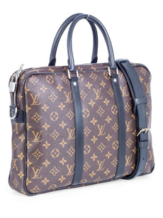 Louis Vuitton Monogram Macassar Briefcase Bag Brown Black-designer resale