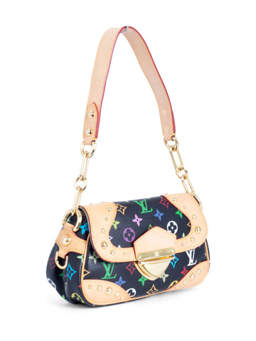 Louis Vuitton Monogram Multicolor Flap Shoulder Bag Black-designer resale