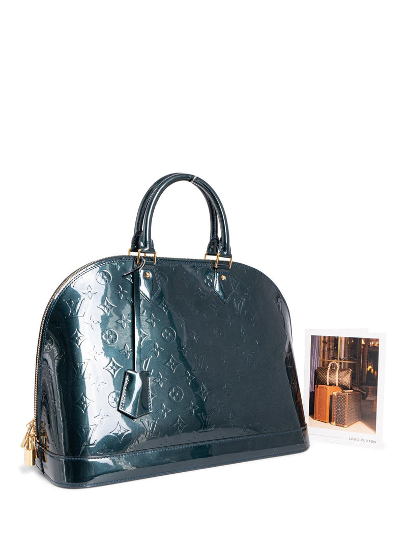 Louis Vuitton Monogram Patent Leather Alma GM Bag Green-designer resale