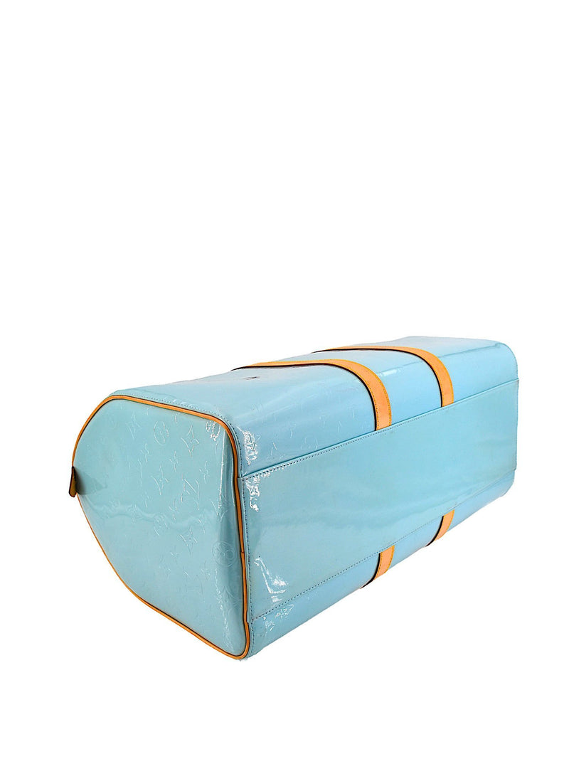 Louis Vuitton Monogram Patent Leather Keepall 45 Blue Lagoon-designer resale