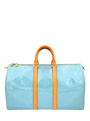 Keepall patent leather travel bag Louis Vuitton Blue in Patent leather -  34985678