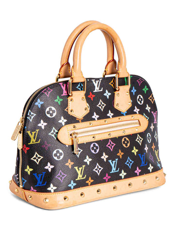 Louis Vuitton Monogram Studded Takashi Murakami Alma Bag MM Black-designer resale
