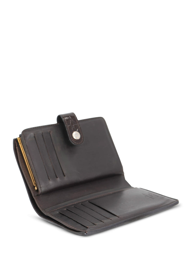 Louis Vuitton Monogram Verni Leather Kiss Lock Compact Wallet Burgundy-designer resale