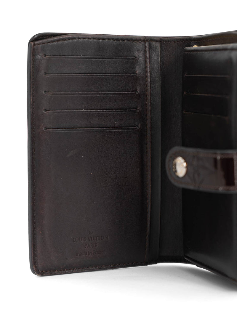 Louis Vuitton Monogram Verni Leather Kiss Lock Compact Wallet Burgundy-designer resale