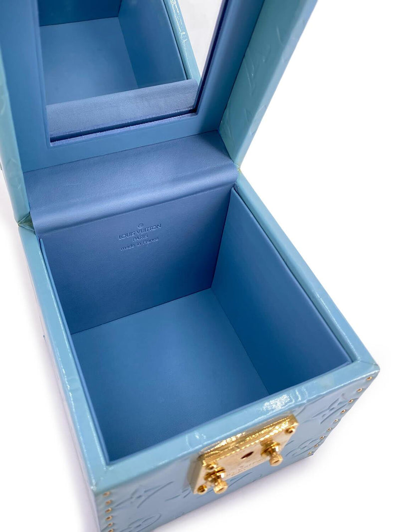 Louis Vuitton Monogram Vernis Bleecker Box Bag Blue-designer resale