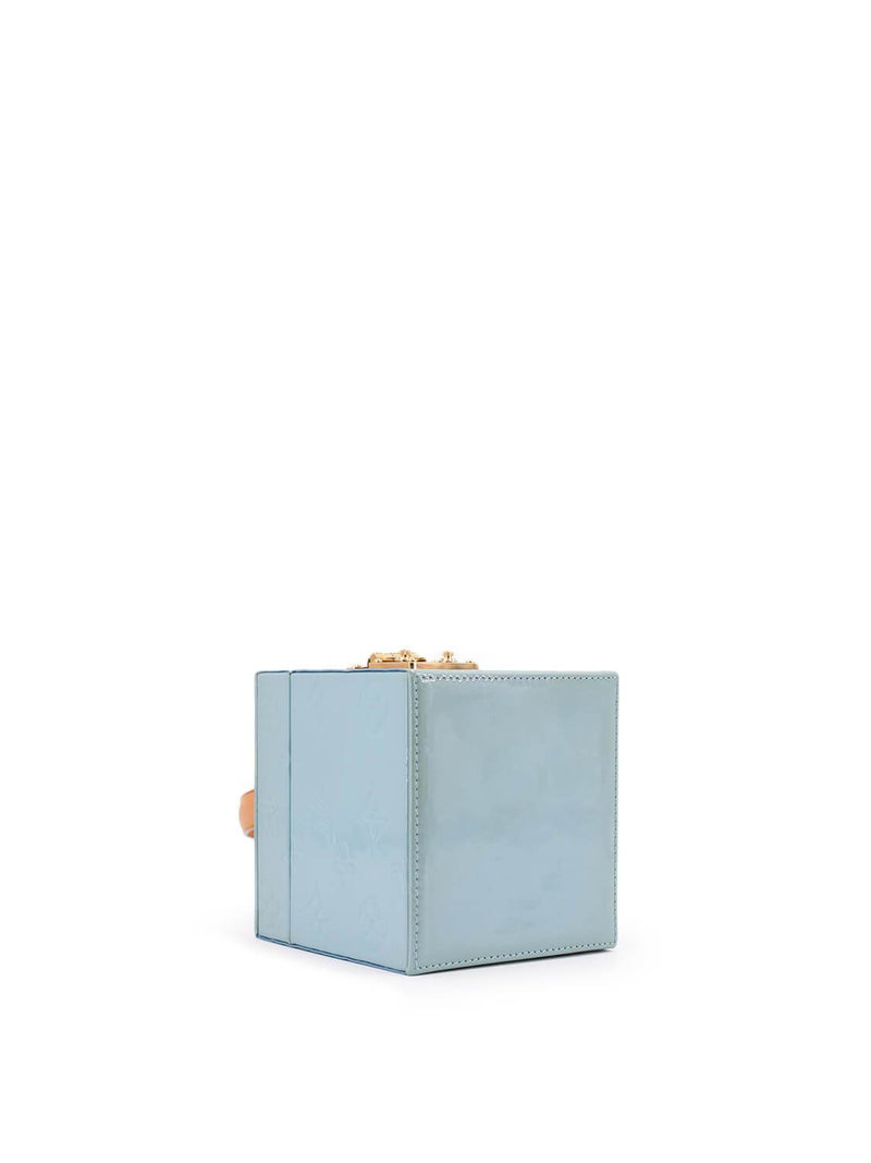 Louis Vuitton Monogram Vernis Bleecker Box Bag Blue-designer resale