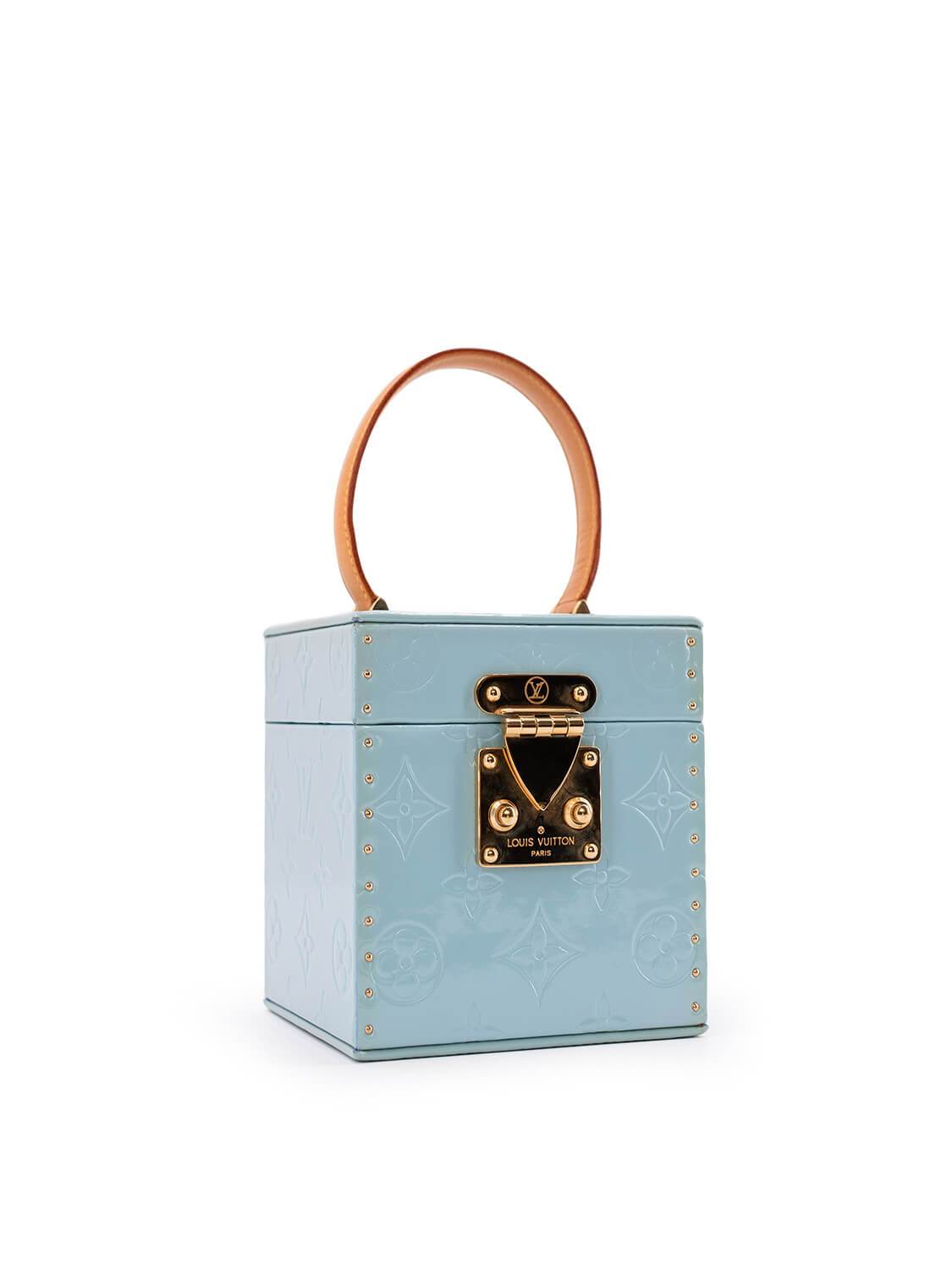 Louis Vuitton Monogram Vernis Bleecker Box Bag Blue-designer resale