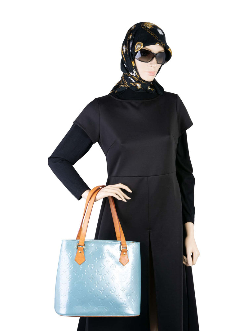 Louis Vuitton Monogram Vernis Houston Bag Blue-designer resale