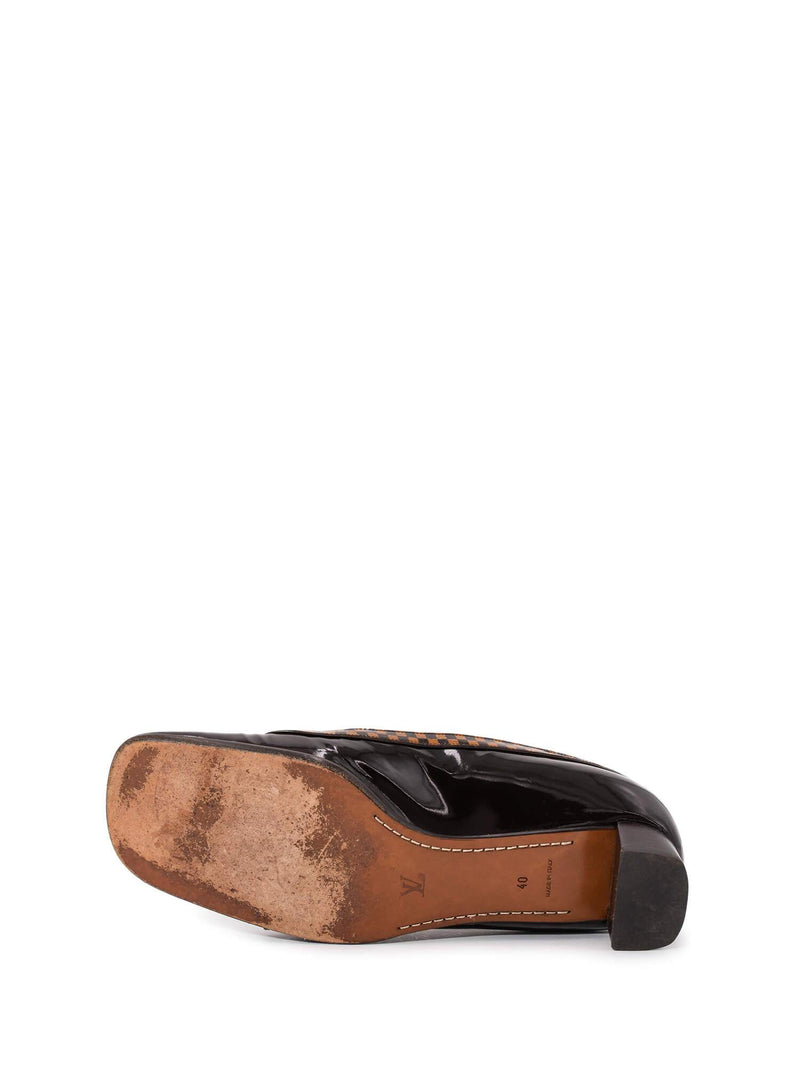Louis Vuitton Patent Leather Damier Ebene Square Toe Pumps Brown-designer resale