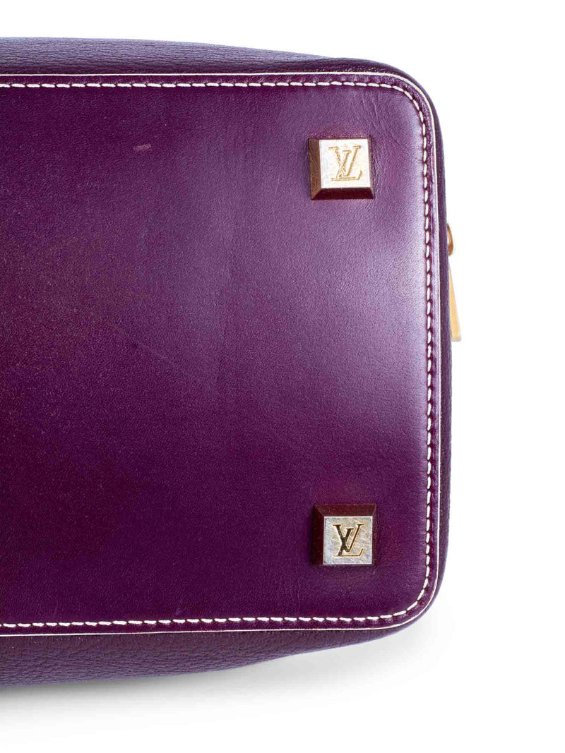 Louis Vuitton Pebble Leather Top Handle Bag Purple-designer resale