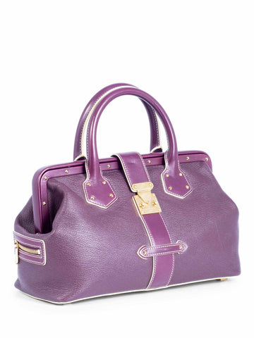 Louis Vuitton Pebble Leather Top Handle Bag Purple-designer resale