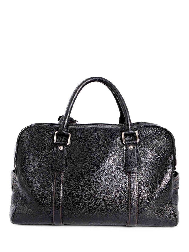 Louis Vuitton Shiny Pebbled Leather Duffle Bag Black-designer resale